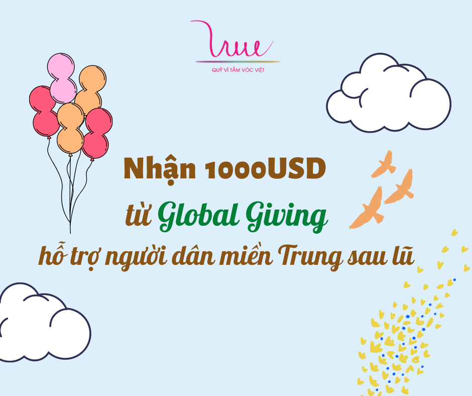 Tiếp tục nhận thêm 1.000 USD từ Global Giving